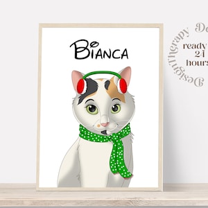 Custom Cartoon Pet Portrait | Cat & Dog Portrait From Photo | Pet Cartoon Style | Custom Cat Gift | Digital Illustration Art Prints