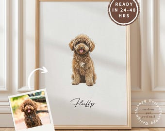 Personalized Dog Portrait | Custom Watercolor Pet Painting | Cat or Dog Memorial Art | Holiday & Christmas Gift for Pet Owners