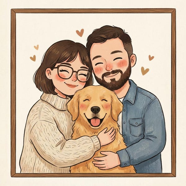 Custom Cartoon Portrait from Photo | Personalized Couple or Family Illustration | Cute Valentine’s Gift | Digital Wall Art