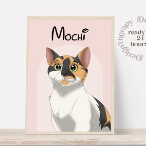 Custom Cartoon Pet Portrait | Cat & Dog Portrait From Photo | Pet Cartoon Style | Custom Cat Gift | Digital Illustration Art Prints