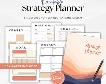 Ultimate Strategy Planner for Productivity, Goal Setting, Project Management, Daily Weekly Monthly Planning & Finance Tracker Printable