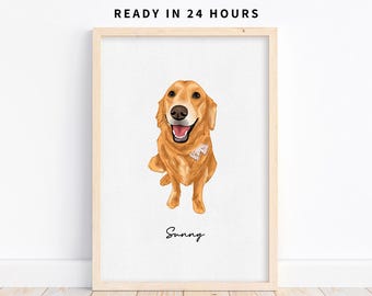 Personalized Pet Watercolor | Mini Dog Portrait From Photo | Digital Pet Sketch | Unique Pet Loss Gift | Hand-Drawn Pet Art