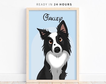 Custom Pet Cartoon Portrait, Custom Pet Character Art, Pet Lover Gift Idea, Unique Pet Illustration Gift, Wall Art Dog