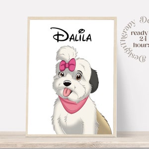 Custom Cartoon Pet Portrait | Cat & Dog Portrait From Photo | Pet Cartoon Style | Custom Cat Gift | Digital Illustration Art Prints