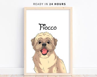 Retrato de mascota estilo caricatura personalizado / Arte canino personalizado / Regalo divertido para amantes de las mascotas / Ilustración única de gato / Recuerdo digital de mascota