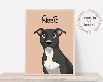 Benutzerdefinierte Cartoon Haustier Porträt | Hundeportrait vom Foto | Haustier-Karikatur-Stil | Benutzerdefinierte Katzen Geschenk | Digitale Illustration Kunstdrucke