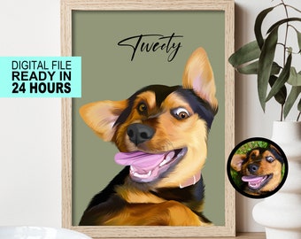 Custom Vector Pet Portrait | Cat & Dog Portrait From Photo | Pet Cartoon Style | Custom Cat Gift | Digital Illustration Art Prints