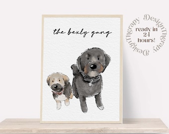 Minimal Pet Watercolor Pet Portrait, Pet Memorial Gift, Dog Painting, Pet Loss Gift, Watercolor Illustration, Dog Portraits from Photos