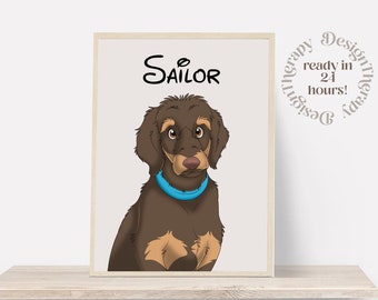 Retrato personalizado de mascota estilo caricatura / Retrato de gato y perro a partir de una foto / Estilo caricatura de mascota / Regalo personalizado para gatos / Impresiones de arte de ilustración digital