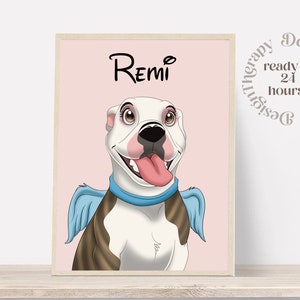 Portrait d'animal de compagnie personnalisé | Portrait de chat et de chien à partir d'une photo | Style de bande dessinée pour animaux de compagnie | Cadeau chat personnalisé | Impressions d'illustrations numériques