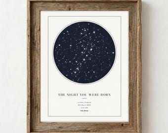Personalized New Baby Gift, The Night You Were Born Star Map, Custom Birth Print, Baby Shower Gift, Nursery Wall Art