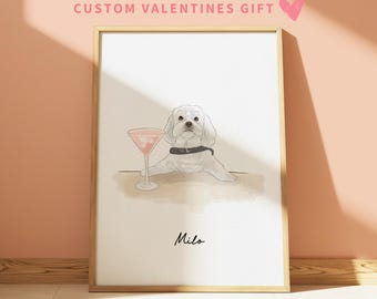 Personalized Watercolor Pet Portrait , Custom Dog Art Print, Hand Drawn Pet Keepsake, Digital Watercolor Art, Valentines Gift for Pet Lovers