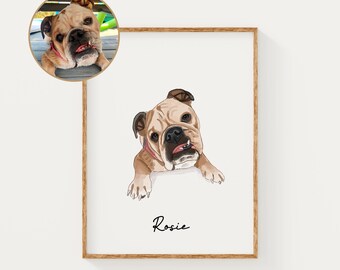 Custom Pet Portrait, Dog Watercolor Painting, Hand-Painted Cat Portrait, Personalized Pet Art, Pet Memorial Gift, Pet Miniature Art