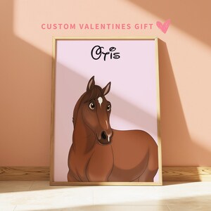 Hand Drawn Pet Cartoon Art, Custom Horse Portrait, Illustrated Pet Art, Digital Pet Print, Custom Dog, Cat Horse Drawing, Valentines Gift