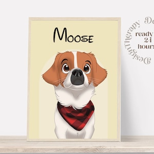 Portrait d'animal de compagnie personnalisé | Portrait de chat et de chien à partir d'une photo | Style de bande dessinée pour animaux de compagnie | Cadeau chat personnalisé | Impressions d'illustrations numériques