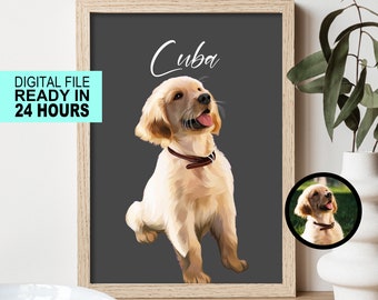 Ritratto vettoriale personalizzato di animali domestici / Ritratto di cane e gatto da foto / Stile cartone animato per animali domestici / Regalo personalizzato per gatti / Stampe artistiche con illustrazioni digitali