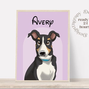 Portrait d'animal de compagnie personnalisé | Portrait de chat et de chien à partir d'une photo | Style de bande dessinée pour animaux de compagnie | Cadeau chat personnalisé | Impressions d'illustrations numériques