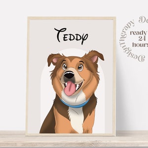 Custom Cartoon Pet Portrait | Cat & Dog Portrait From Photo | Pet Cartoon Style | Custom Cat Gift | Digital Illustration Art Prints