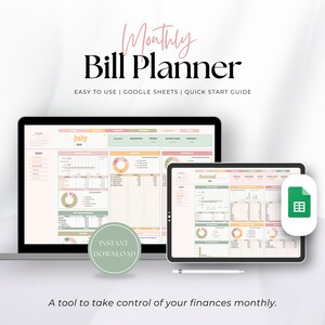 Monthly Bill Tracker Spreadsheet | Monthly Bill Payment Planner | Google Sheets Finance Organizer | Personal Budget Calendar Template