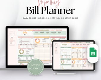 Monthly Bill Tracker Spreadsheet | Monthly Bill Payment Planner | Google Sheets Finance Organizer | Personal Budget Calendar Template