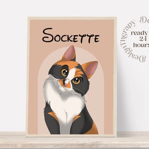 Portrait d'animal de compagnie personnalisé | Portrait de chat et de chien à partir d'une photo | Style de bande dessinée pour animaux de compagnie | Cadeau chat personnalisé | Impressions d'illustrations numériques