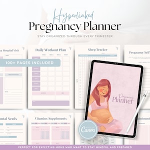 Printable Pregnancy Planner | Editable Canva Journal | Week-by-Week Tracker, Self Care & Memory Book for Expecting Moms