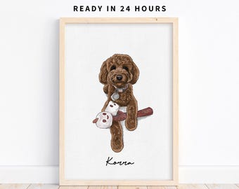 Pintura de mascotas dibujada a mano, retrato de mascotas en acuarela, arte personalizado de perros a partir de una foto, regalo conmemorativo para mascotas, retrato personalizado de perros