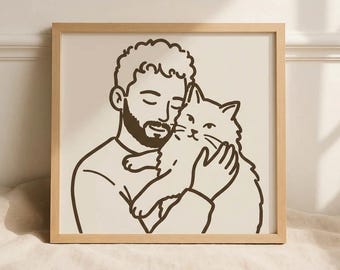 Custom Pet and Owner Portrait from Photo | Hand Drawn Custom Cartoon Caricature | Personalized Gift for Pet Lovers