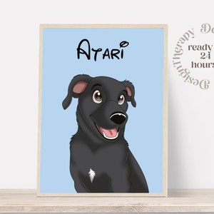 Custom Cartoon Pet Portrait | Cat & Dog Portrait From Photo | Pet Cartoon Style | Custom Cat Gift | Digital Illustration Art Prints