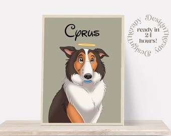 Custom Cartoon Pet Portrait | Cat & Dog Portrait From Photo | Pet Cartoon Style | Custom Cat Gift | Digital Illustration Art Prints