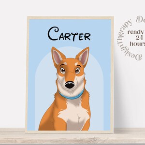 Custom Cartoon Pet Portrait | Cat & Dog Portrait From Photo | Pet Cartoon Style | Custom Cat Gift | Digital Illustration Art Prints