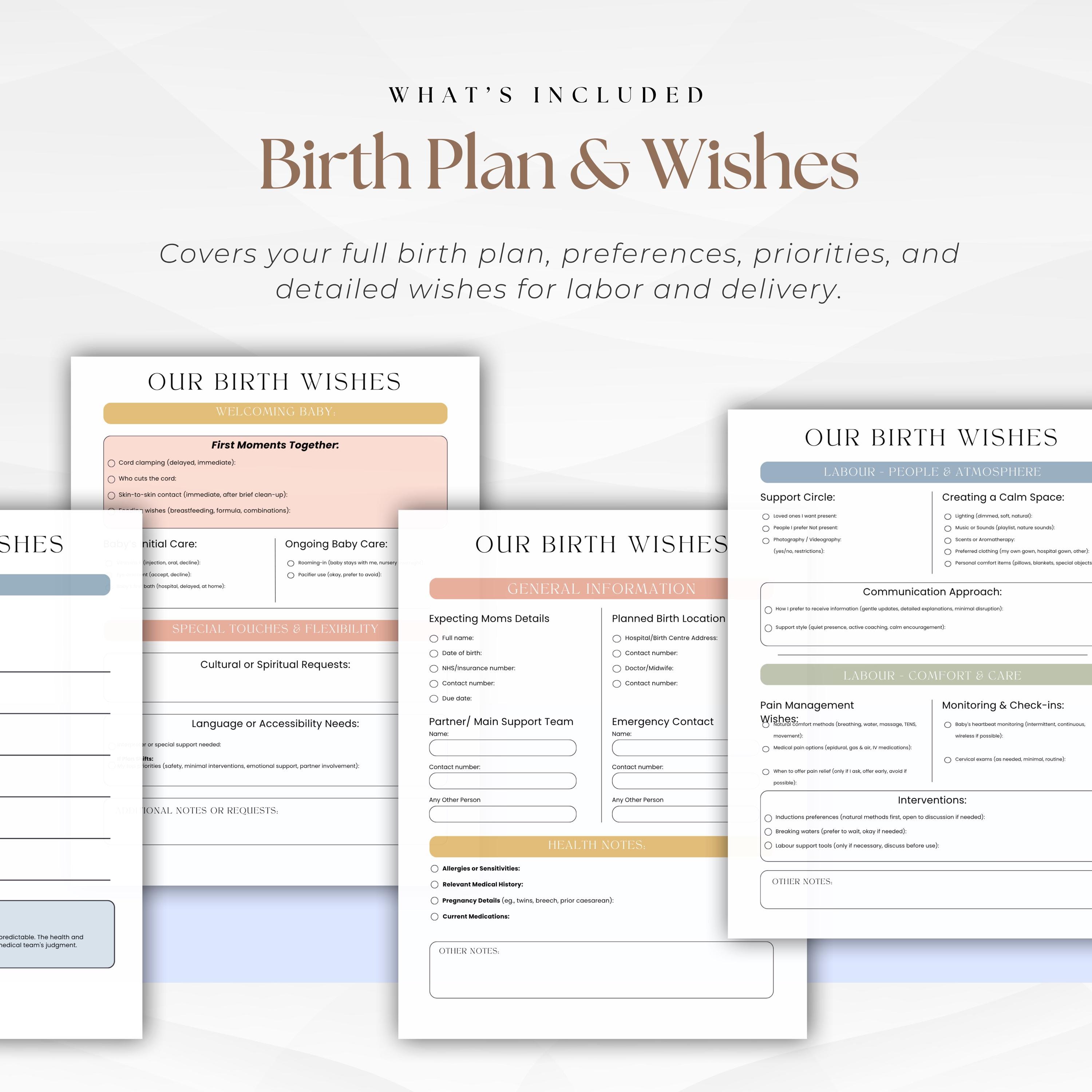 New Mother Guide.pdf Minimalist Birth Planner Printable, Birth Plan & Wishes Workbook ...