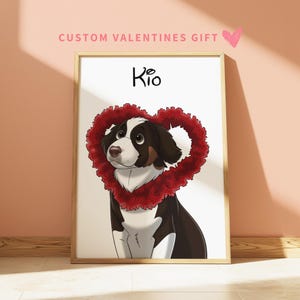 Custom Cartoon Pet Portrait, Personalized Dog Wall Art, Hand Drawn Cat Illustration, Digital Pet Artwork, Valentines Gift for Pet Lovers