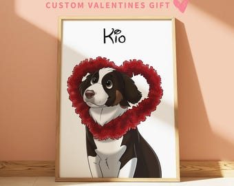 Custom Cartoon Pet Portrait, Personalized Dog Wall Art, Hand Drawn Cat Illustration, Digital Pet Artwork, Valentines Gift for Pet Lovers