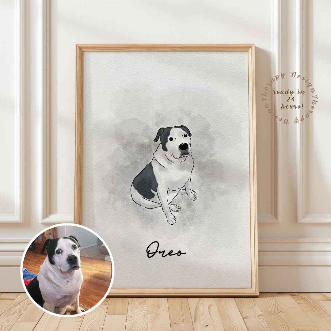 Custom Watercolor Pet Portrait | Holiday Dog & Cat Artwork ...