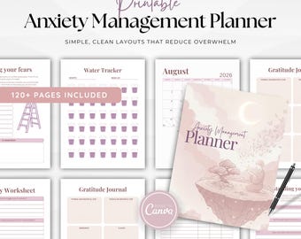Calm Mind Planner | Anxiety & Stress Support Journal | Mood Tracking, Coping Worksheets, Self-Care System | Digital Planner
