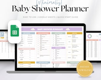 Planificador de baby shower / Planificador de presupuesto, invitados y regalos / Organizador todo en uno / Plantilla de Google Sheets para planificar eventos