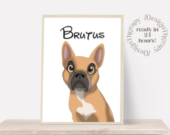 Custom Cartoon Pet Portrait | Cat & Dog Portrait From Photo | Pet Cartoon Style | Custom Cat Gift | Digital Illustration Art Prints