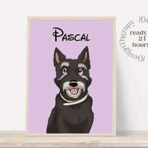 Custom Cartoon Pet Portrait | Cat & Dog Portrait From Photo | Pet Cartoon Style | Custom Cat Gift | Digital Illustration Art Prints
