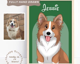 Custom Cartoon Pet Portrait | Personalized Holiday Pet Art | Christmas Gift for Pet Lovers | Custom Digital Print Keepsake