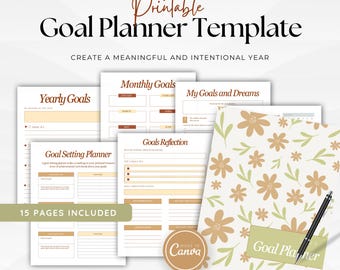 Ultimate Goal Achievement Planner | Printable Goal Setting & Vision Workbook | Monthly, Weekly Tracking Progress Journal PDF