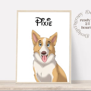 Portrait d'animal de compagnie personnalisé | Portrait de chat et de chien à partir d'une photo | Style de bande dessinée pour animaux de compagnie | Cadeau chat personnalisé | Impressions d'illustrations numériques