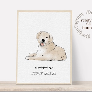 Minimal Pet Watercolor Pet Portrait, Pet Memorial Gift, Dog Painting, Pet Loss Gift, Watercolor Illustration, Dog Portraits from Photos