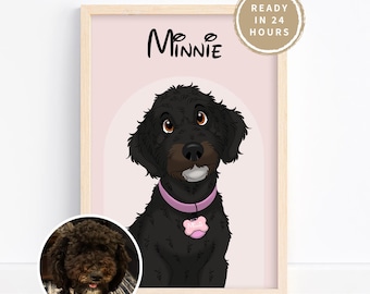 Custom Cartoon Pet Portrait | Cat Dog Rabbit Horse Drawing from Photo | Fun Cartoon Style Print | Holiday Pet Gift Digital Illustration