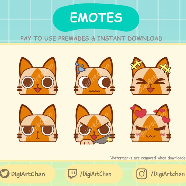 Monster Hunter Palico Emote Pack Premade for Twitch and Discord Download Digital Files Twitch Custom Emotes