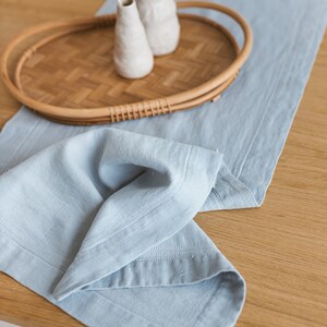 Linen Hemstitch Table Runner Vintage Heavyweight Table Linen Stonewashed Linen Table Decor image 1