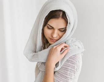 Softened Linen Scarf  • Natural and Light Summer Scarf • 100% Linen Unisex Scarf