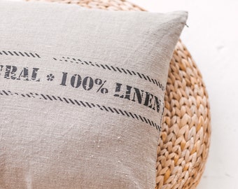 Natural Linen Cushion Cover  •  Rustic Heavyweight Linen Pillow Case • 100% Linen Cushion Cover
