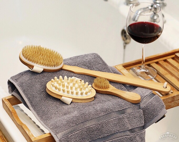 Exfoliating Body Brush, Face Brush and Massager Dry Body Brushing Set