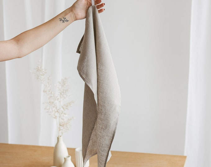 Natural Linen Tea Towel • Thick and Durable Kitchen Towel • 100% Linen Fabric